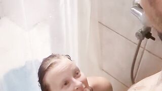 Surprise blowjob in the shower for my man