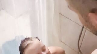 Surprise blowjob in the shower for my man