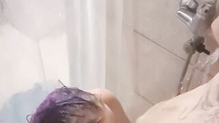 Surprise blowjob in the shower for my man