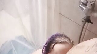 Surprise blowjob in the shower for my man