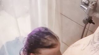 Surprise blowjob in the shower for my man