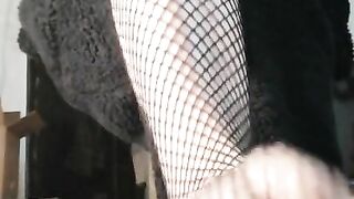 my legs in mesh pantyhose