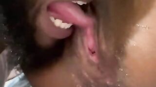 Licking good ebony pussy she Cums 3 times in my mouth.