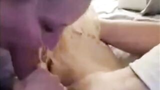 GF admiring her Man's big cock, and sucking on it