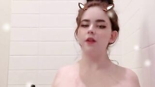 Teen taking hot bubble bath