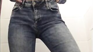 Jeans and bra - flashing it all for you, natural beauty amateur model on homemade solo female video