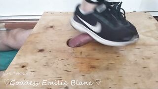 Dancing on cock with dirty smelly sneakers