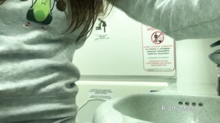 Risky Masturbation in an Airplane Toilet. almost Caught without Panties when Cumming