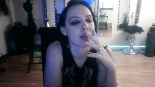 Hot Burlesque Goth Dancer Smoke a Cigarette