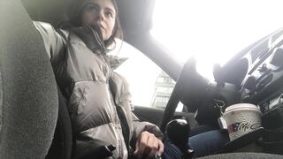 In car real Public masturbation