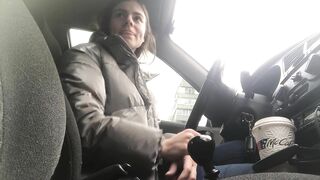 In car real Public masturbation