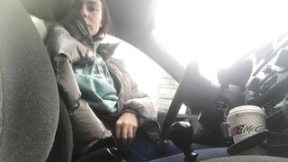 In car real Public masturbation