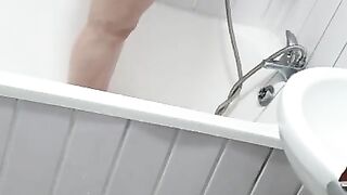 Step mom naked in bathroom caught step son spying and fuck him until he cum inside her Pussy