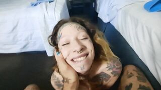 POV TATTOO EMO GIVES BIG DICK BJ