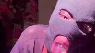 wet pussy slut with ski mask robs nut out of dick