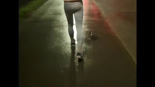 Public Horny stroll with arse flash