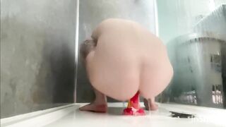 April Having Fun In The Shower With Dildo