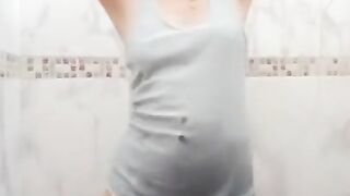 Wet t-shirt shower fun