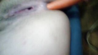 The milf neighbor sticks a carrot up her ass part1