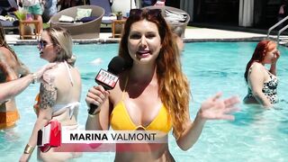 Porn Star interviews & public flashing at XBiz in South Beach Miami by Naked News reporter