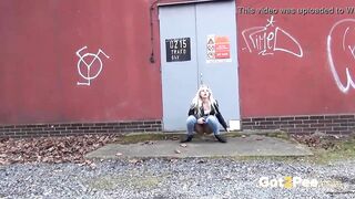 Hot Blonde In Denim Caught Pissing Outside