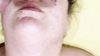 Bbw hairy wife facialized while she's masturbating herself