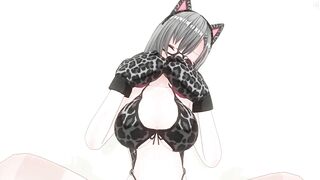 3D HENTAI Neko girl has a gorgeous orgasm and does AHEGAO