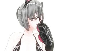 3D HENTAI Neko girl has a gorgeous orgasm and does AHEGAO