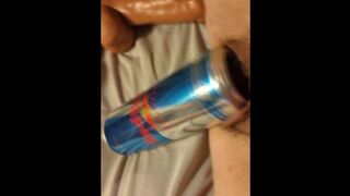 Fucking a huge RedBull can