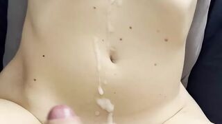 Pov anal shaking orgasm and cumshot on big boobs