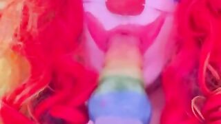 Fat BBW clown girl blowjob with bad dragon dildo