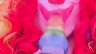 Fat BBW clown girl blowjob with bad dragon dildo