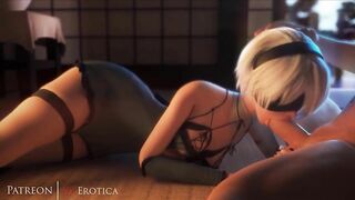 NieR:Automata 3D porn: 2B blowjob