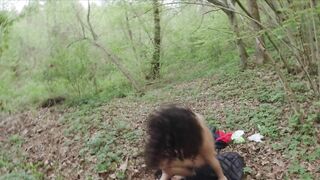 mulatto girl strips completely in the woods, then masturbates and squirts - amateur