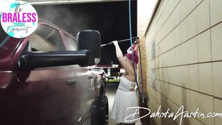 Washing my truck in my white sheer swimsuit - TEASER