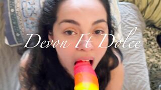 I teach my 18 year old sister to suck a dick for the first time with her dildo