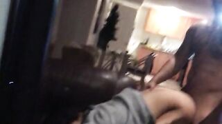 Brown Man Fucks Asian Teen Slut on Couch