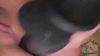 Anal masturbation black dildo