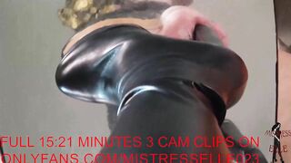 Mistress Elle with her high heeled boots reduces her slave's cock to dust