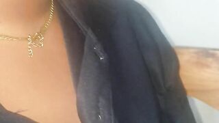 Ebony African girl almost caught in the act.. feeling horny want to come so fast but baexvideo almost get got.