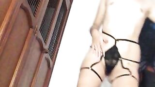 Hot Latina plays while changing