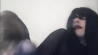 Goth Girl playing with herself for the first time (full 9 minutes video on my Onlyfans)