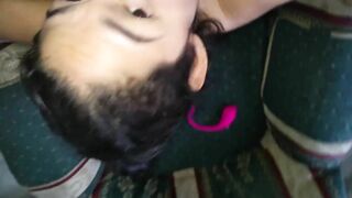 latina colombian teen receiving a cumshot in face and mouth after giving a sloppy blow job