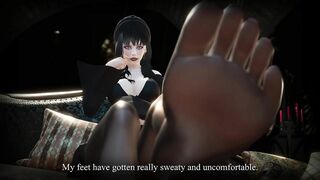 Mistress Elvira's Nylon Stocking Foot Slave Femdom