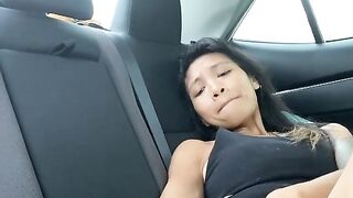 petite cambodian fingering and licking in the car