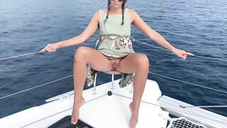 Hot Girl on a boat teasing with her Pussy and Feet