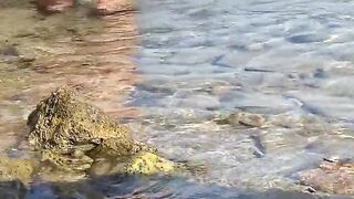 Pleasing myself fingering my ass on a Greek beach