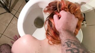 Degraded toilet whore - pissing licking toilet flashing spitting deepthroat