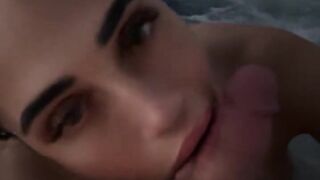 Hot tub blowjob I let him cum in my mouth