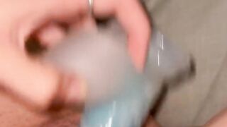 Tight Wet Brunette Pussy Creams on dildo